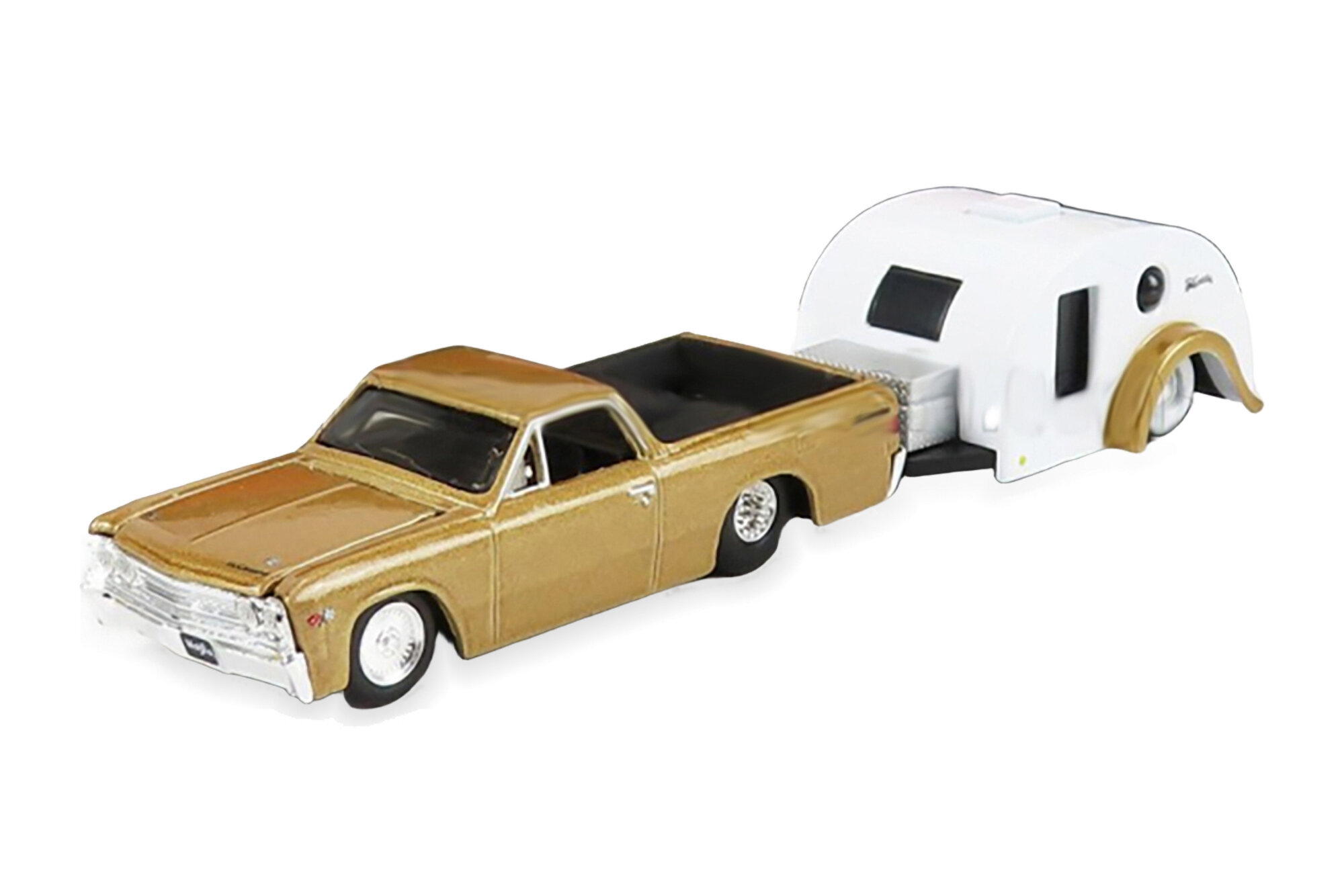 Модель коллекционная MAISTO Chevrolet el camino pick-up with trailer roulotte 1967 (длина примерно 15 см)