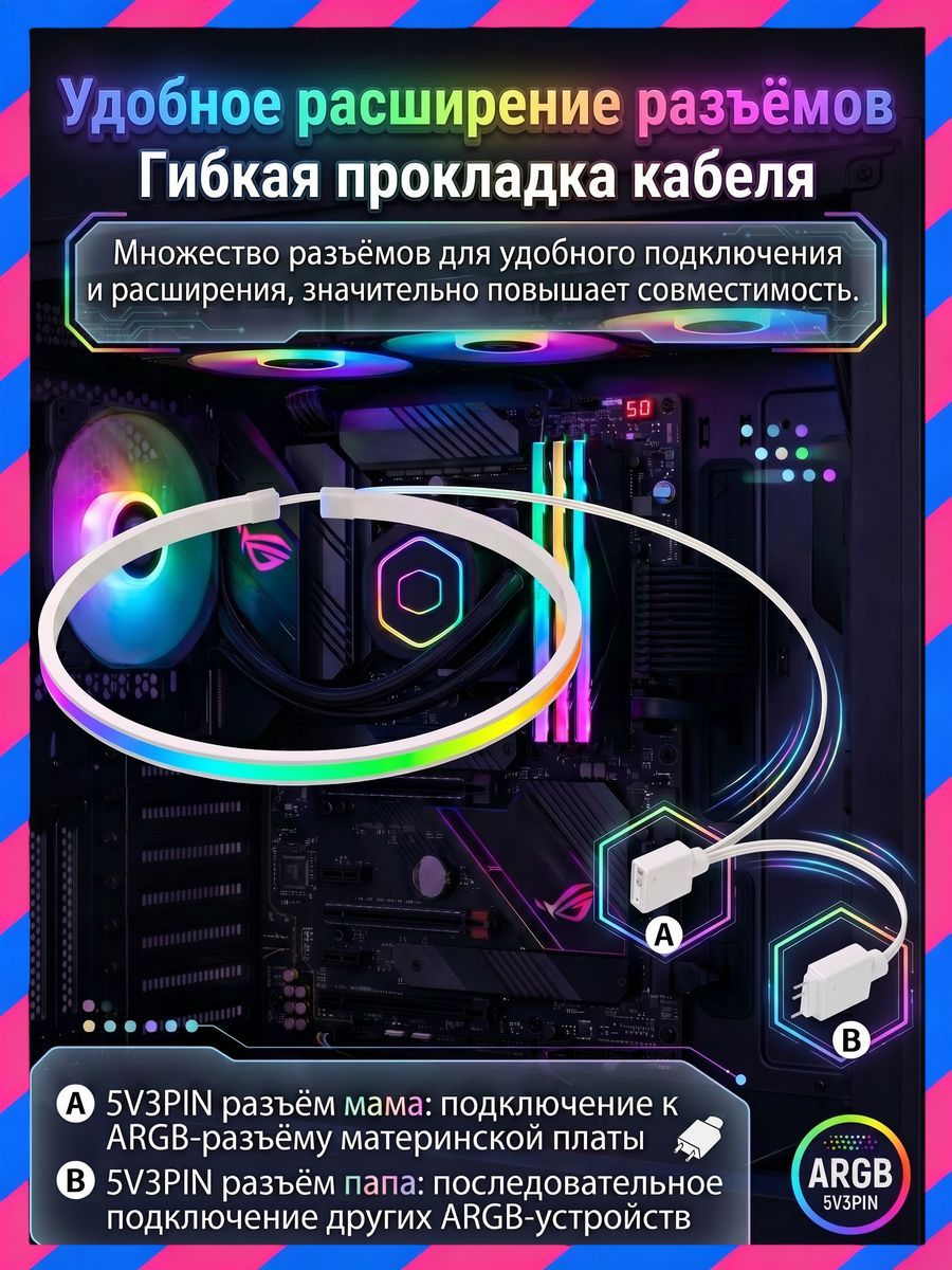Светодиодная лента ARGB для корпуса ПК, 0.4 м, для моддинга