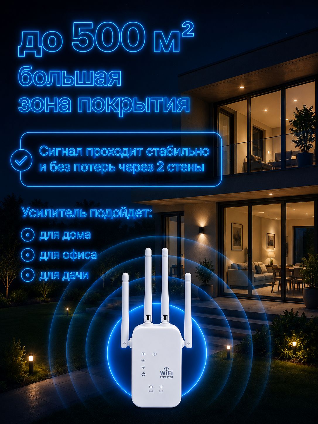 Усилитель сигнала Wi-Fi, репитер для вай фай роутера