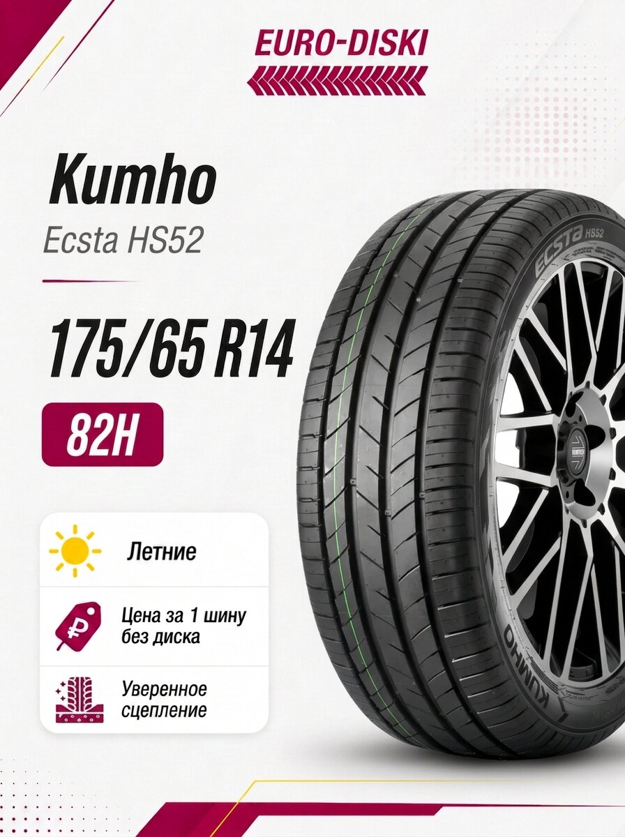 Летние шины 14/175/65 Kumho Ecsta HS52 82H