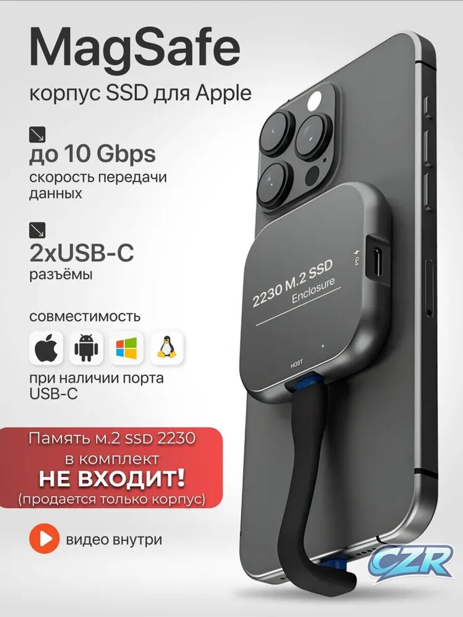 Компактный корпус для 2230 2ТБ с, 3.2 до 10 Гбит/с и 2 портами