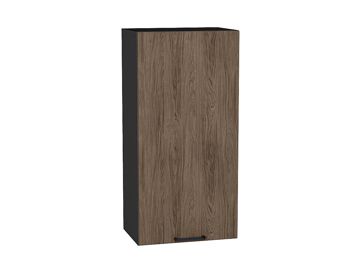 Шкаф верхний с 1-ой дверцей Флэт, цвет фасада Brown Casella Oak 2S, цвет каркаса Graphite, 920*450*318 (В*Ш*Г) мм