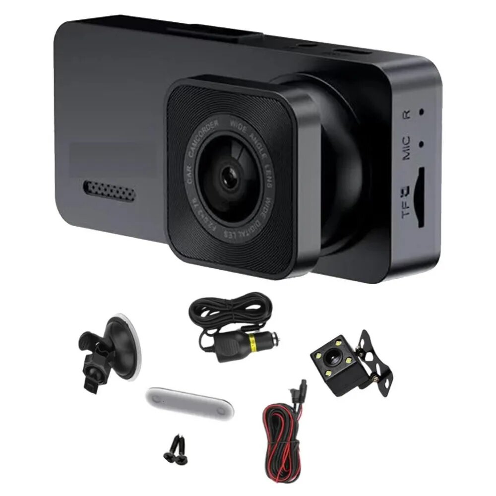 Автомобильный DVR с широким углом обзора 1080P, - Три пластинки