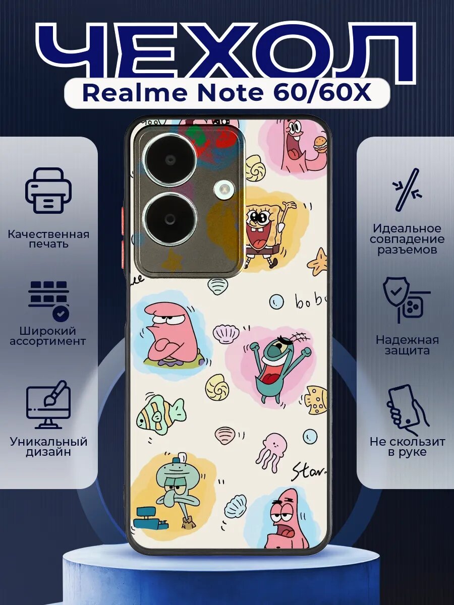 Матовый чехол на REALME NOTE 60/60X спанч боб