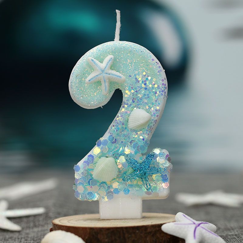 Свечи для торта цифра 2 "Морской бриз" 7.5 см х 4 см 1 шт
