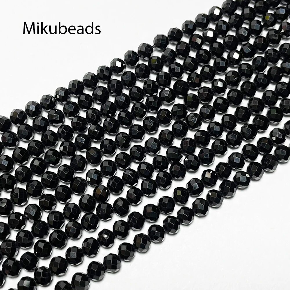 Черный бисер из шпинели Motmikubeads 4 мм, 15 дюймов