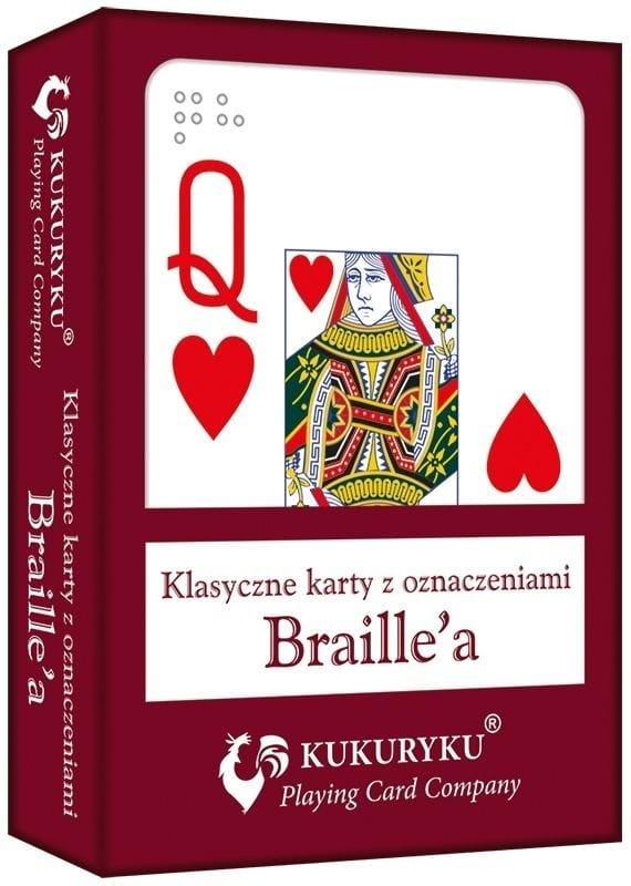 Настольная игра Kukuryku карты для игры со знаками Брайля, красный, 54 штуки