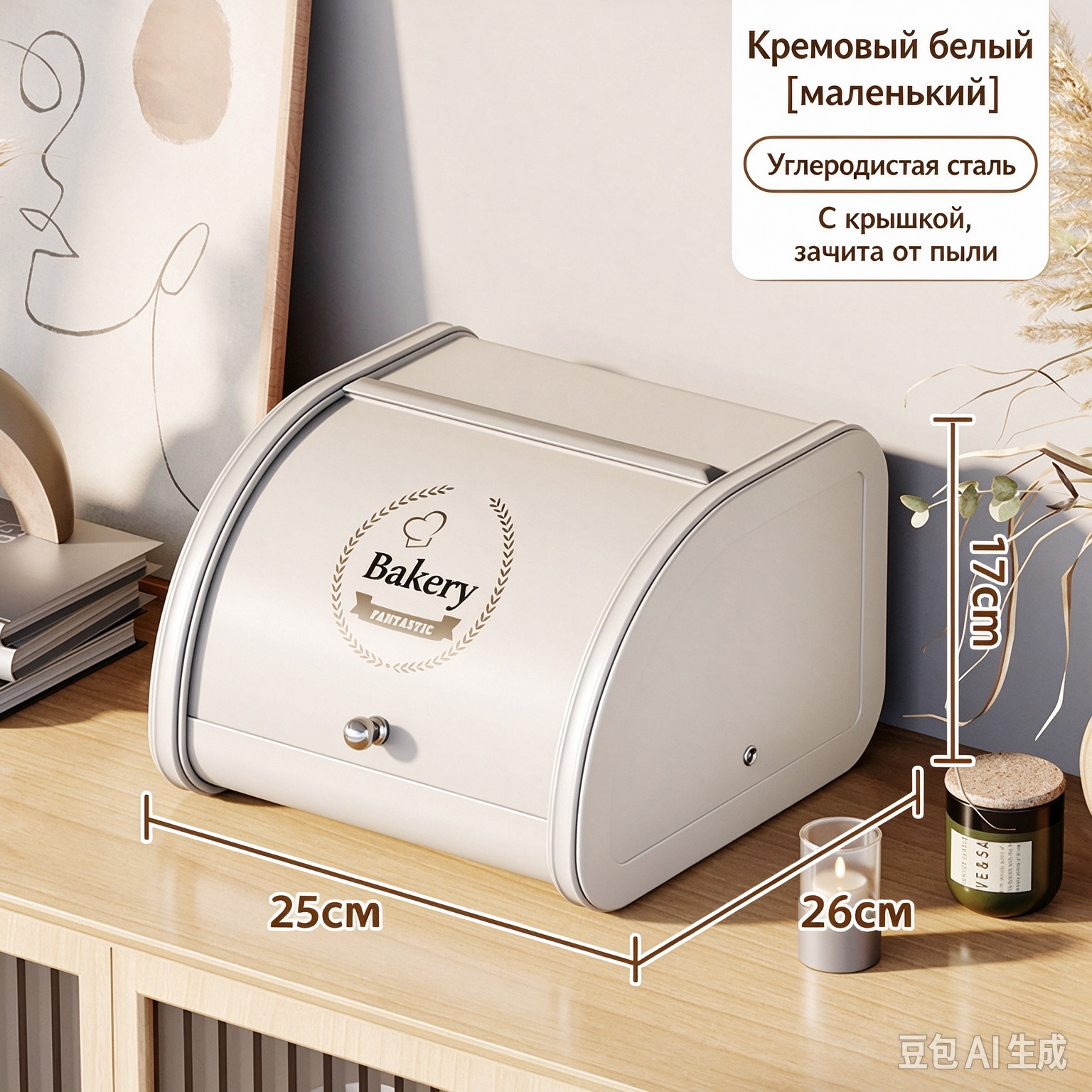Хлебница, Красивая коробка‑органайзер с крышкой, для прихожей, стола, косметики, масок, снеков и мелких вещей,26х25х17см