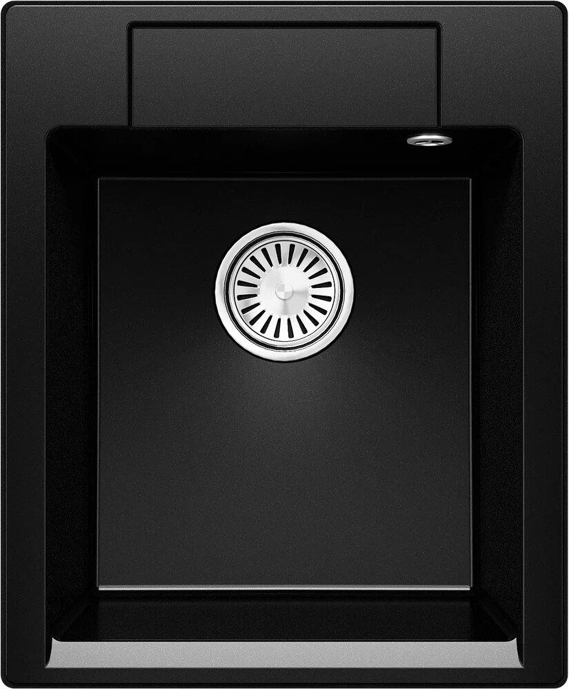 Мойка кухонная Polygran Argo 420 мраморная, 42x51, прямоугольная, мойка для кухни, черная, матовая
