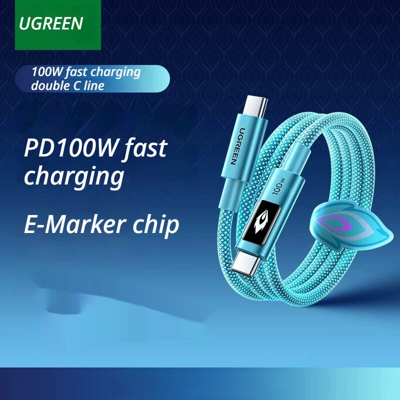 【Zuno Choice】Плетеный кабель UGREEN Honkai Star Rail USB-C с цифровым дисплеем, быстрая зарядка PD100W, высокоскоростная передача данных 480 Мбит/с