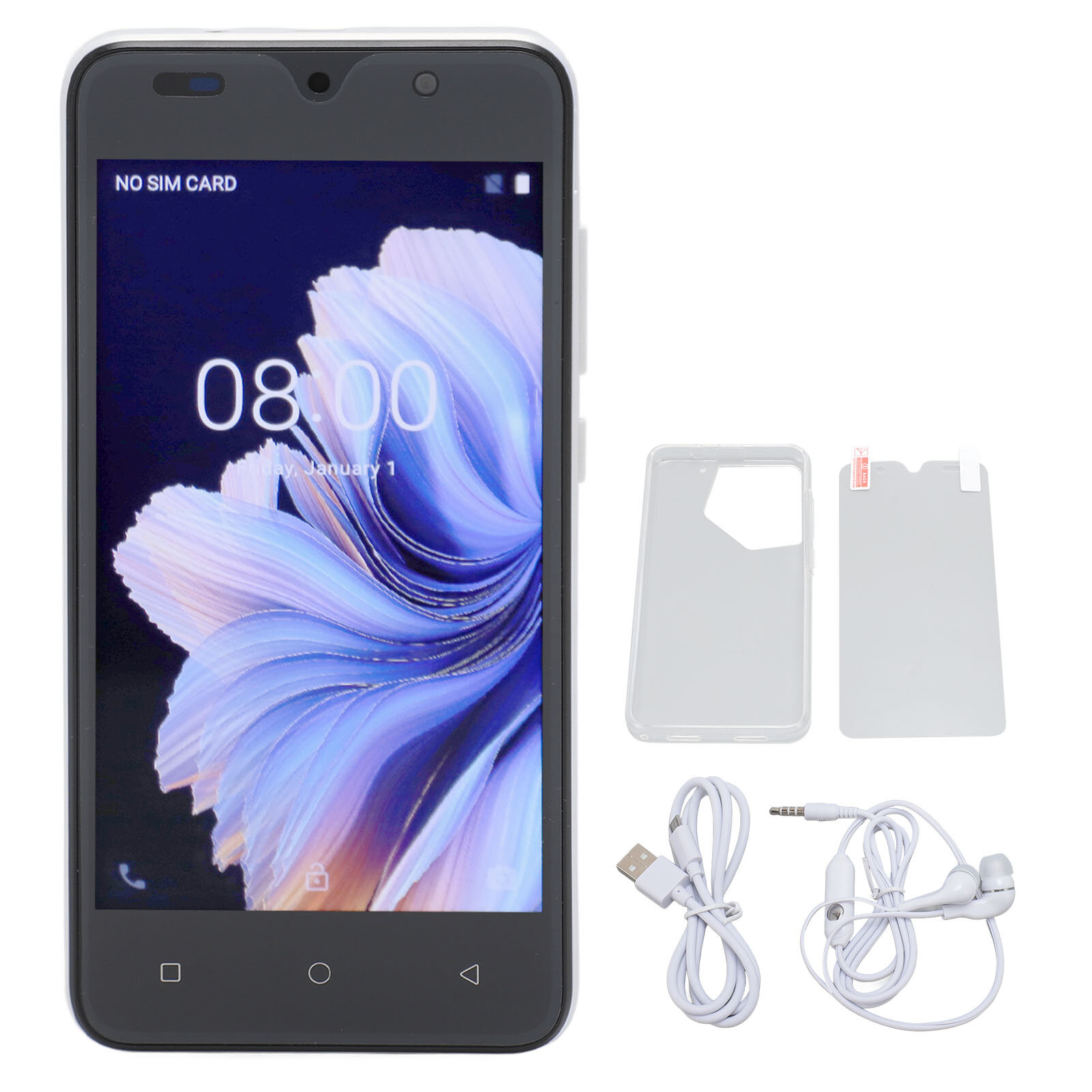 Смартфон, Android 12, 5.0 дюйма HD экран, 4 ГБ оперативной памяти, 32 ГБ встроенной памяти, для Face Recognition, белый
