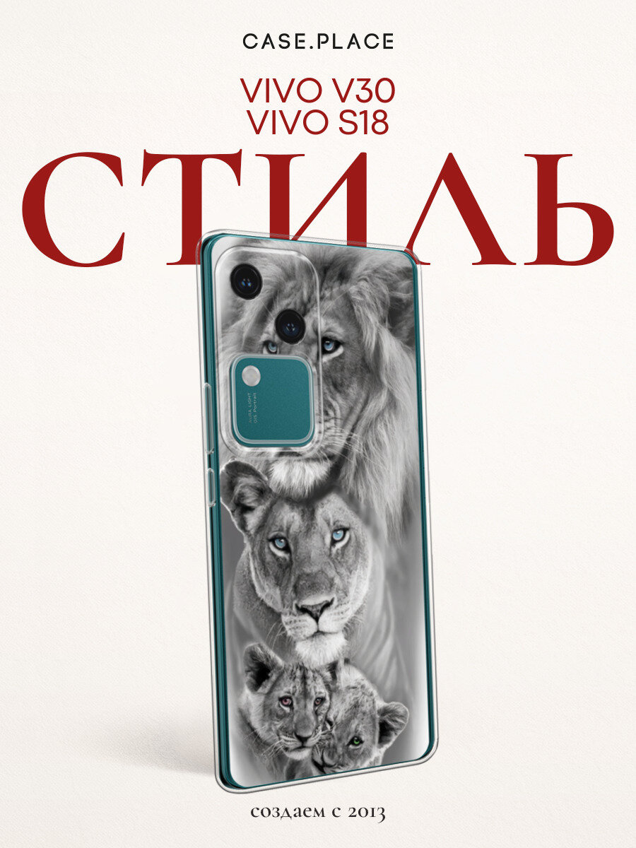 Чехол на Vivo V30/S18 / Виво V30/Виво S18 с принтом Львиная семья