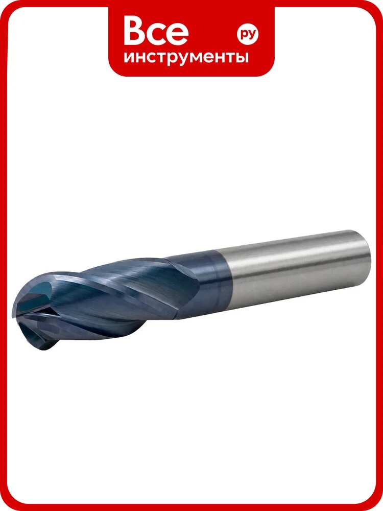 Концевая сферическая фреза RODMIX 2 зуба, HRC 45, AlTiN 10х20х75 R5 6100200751