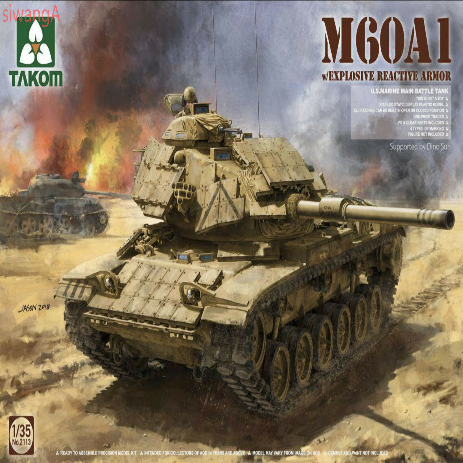 Премиальный танк M60A1 Takom 2113, масштаб 1/35, оснащенный динамической защитой