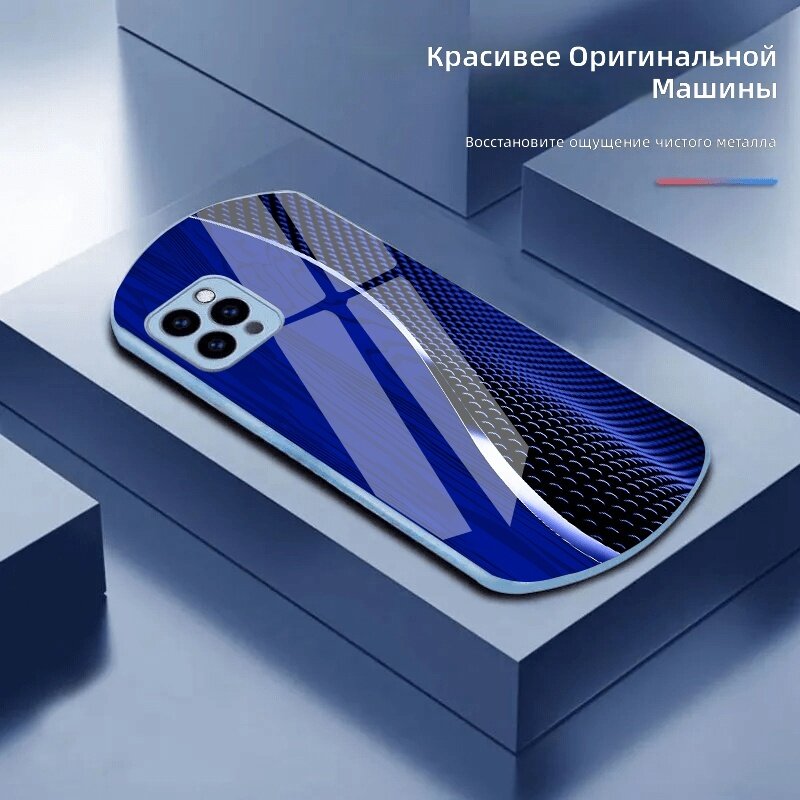 Стеклянный чехол для смартфона с овальным металлическим покрытием и мягкими краями, цвет смешанный 1