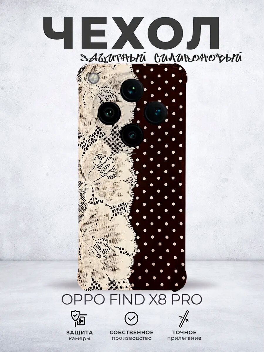 Чехол на Oppo Find X8 Pro с принтом Горошек кружева Y2K