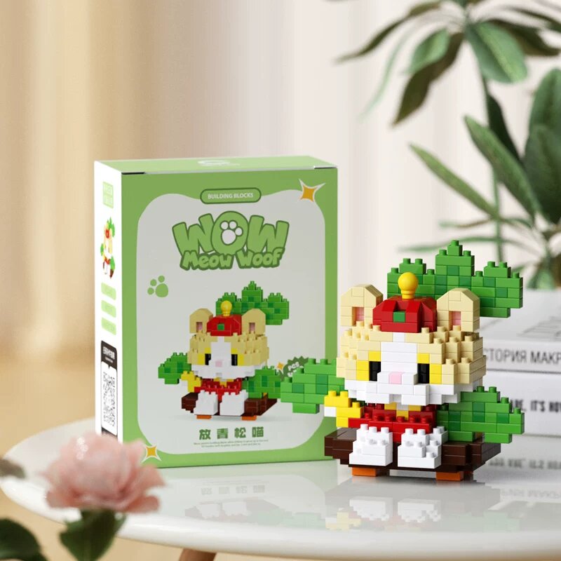 Серия Мяо Ван Счастливая Сосна Кошка Плюшевая Игрушка с Красивым Коробом, Образовательная Сборная Игрушка для Детей