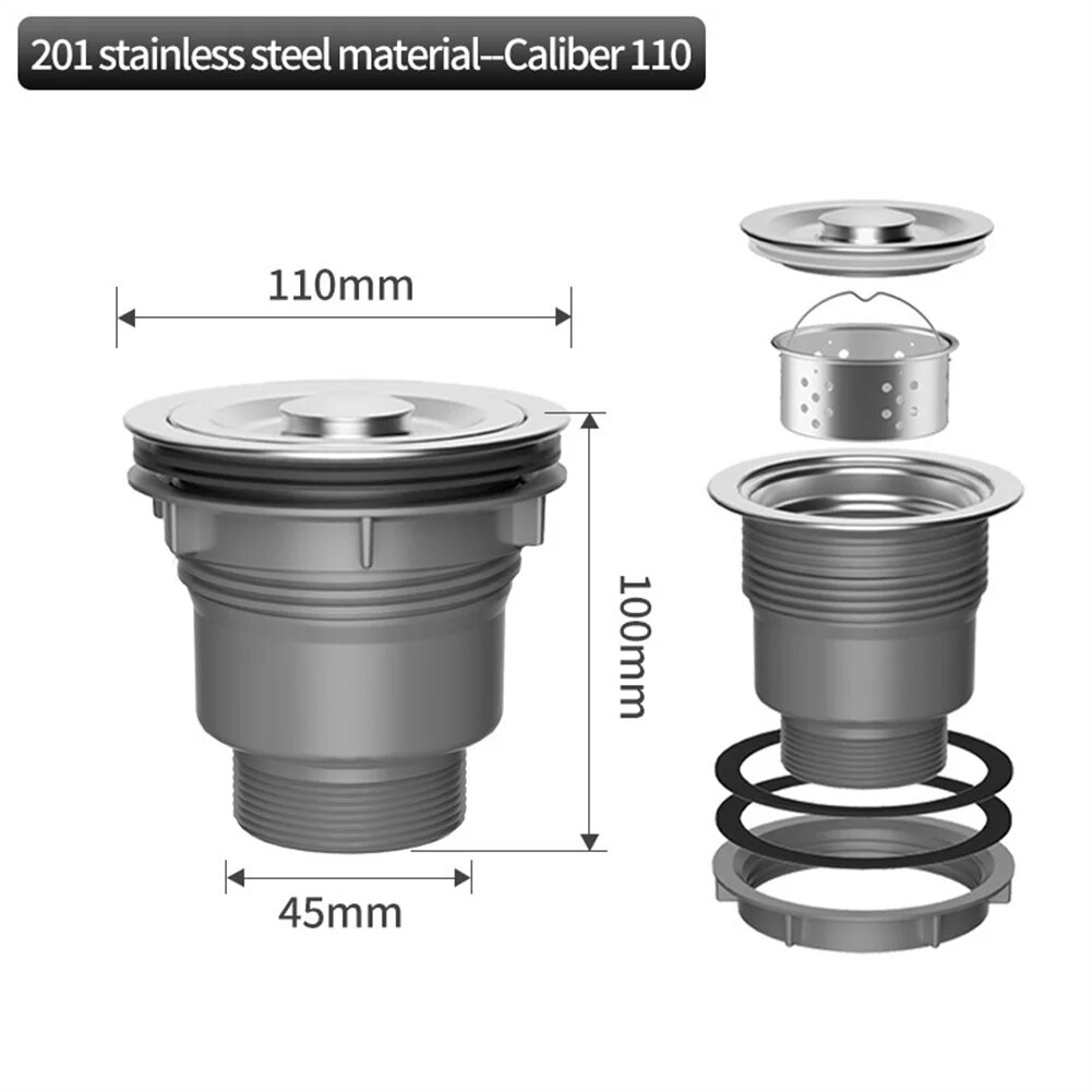 Сливное ситечко из нержавеющей стали 110mm