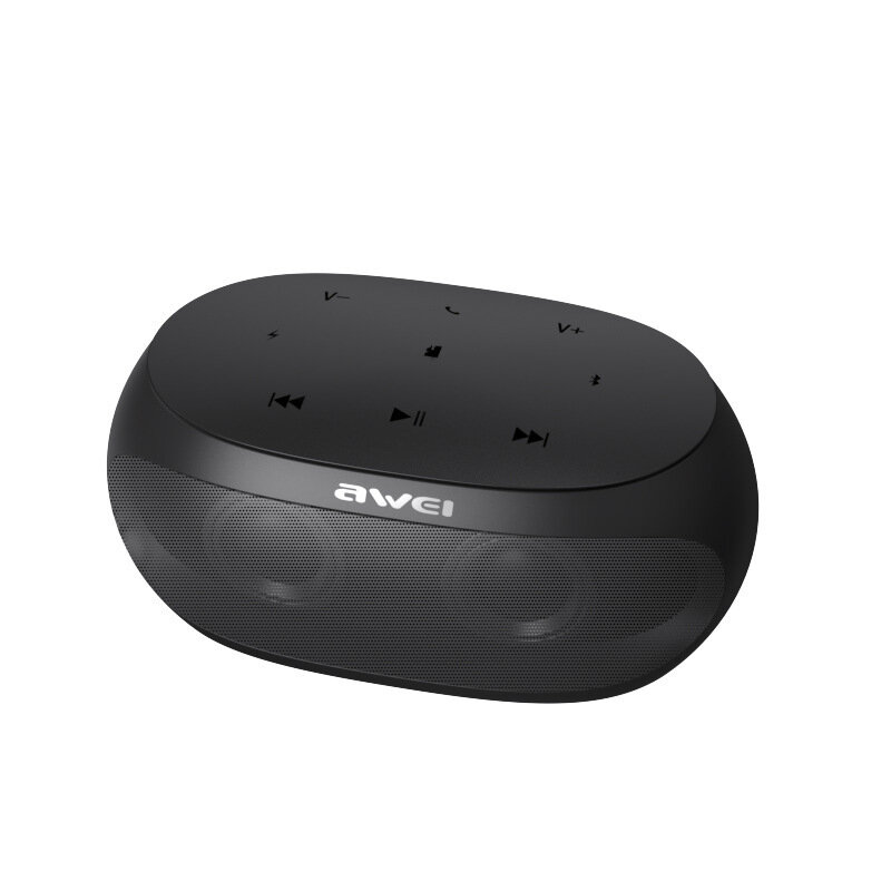 AWEI TWS Беспроводной Bluetooth Настольный Мини Динамик Сабвуфер Слот Для Карты TF Уличный Плеер Для Телефона - Черный