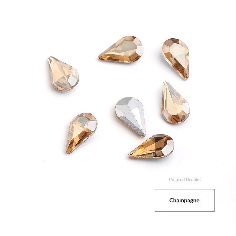 EQIANAO Стеклянные Стразы Капли Crystal AB 50шт 5X8mm pointed, Бежевый, Champagne