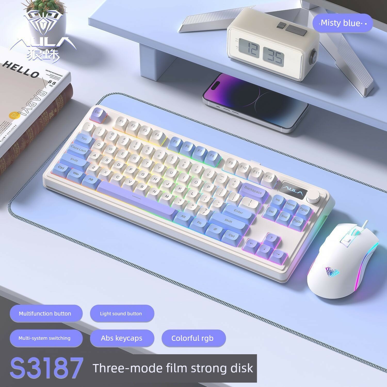 WolfSpider S3187 Дождливый синий набор клавиатура и мышь двухкомпонентный