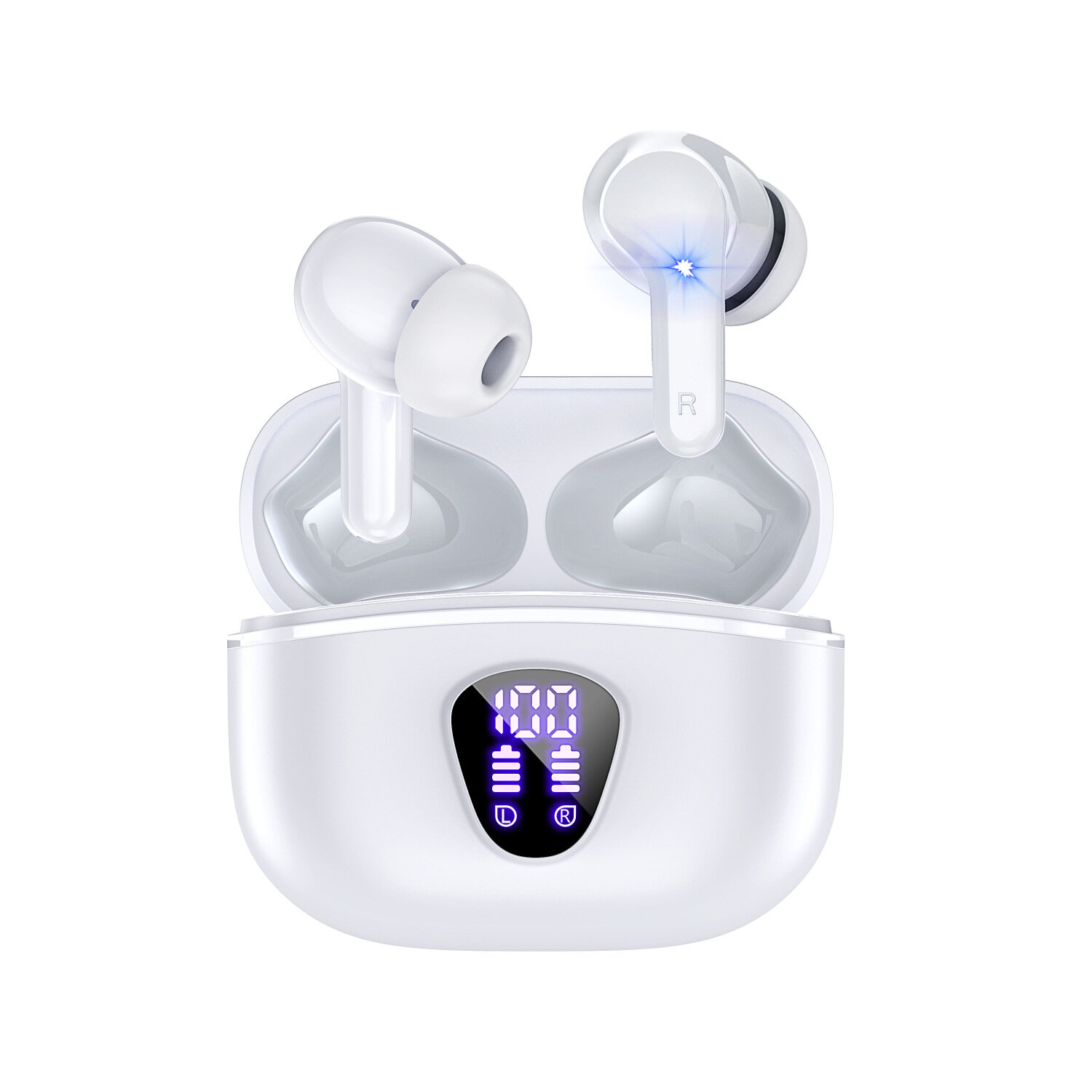 Беспроводные Bluetooth наушники i53 белые Hi-Fi индикатор заряда TWS