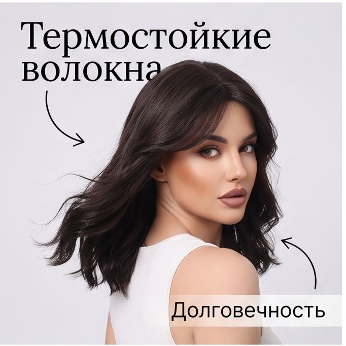 Женский парик, каре с волнами, многослойный, высокая макушка, легкий в уходе, для повседневного образа_темно-коричневый