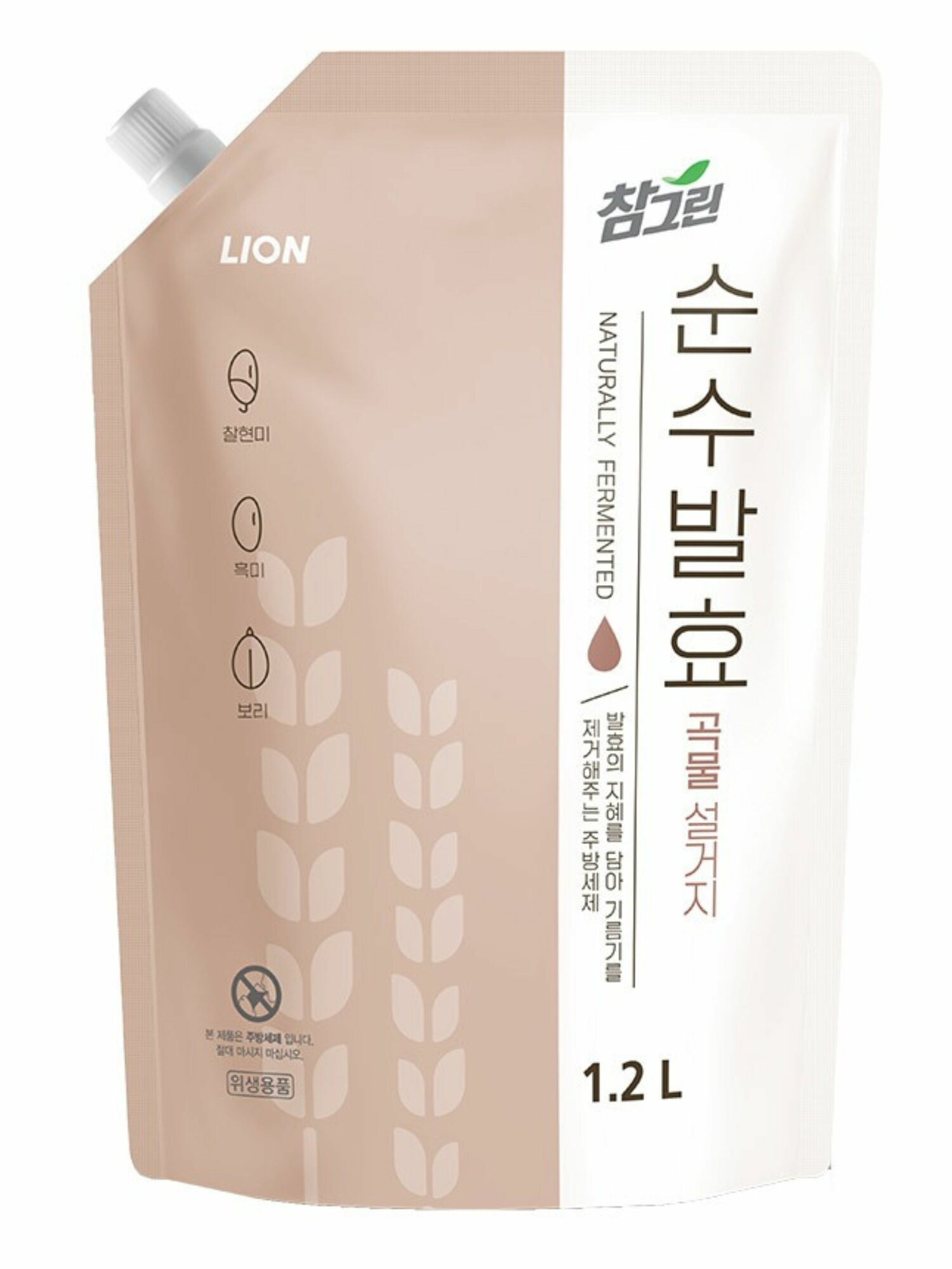 LION Средство для мытья посуды 5 злаков Chamgreen Pure Fermentation, 1.2 л