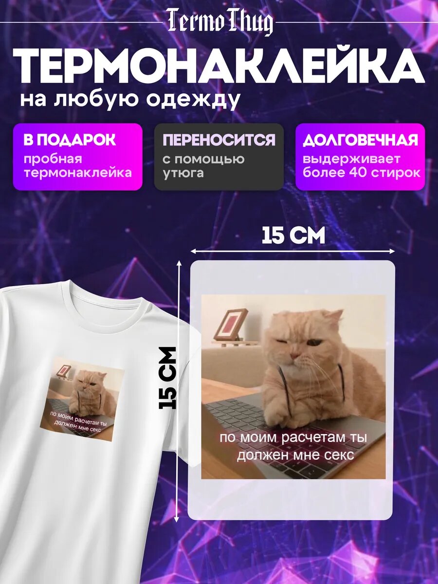 Термонаклейка на одежду мем котики термотрансфер