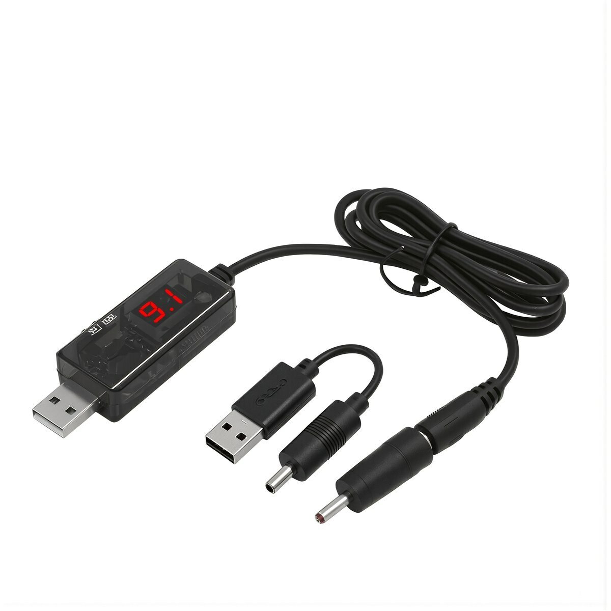 Кабель повышения напряжения USB DC 5V до 9В 12В с двумя разъёмами 3.5мм 5.5мм для роутера оптического модема