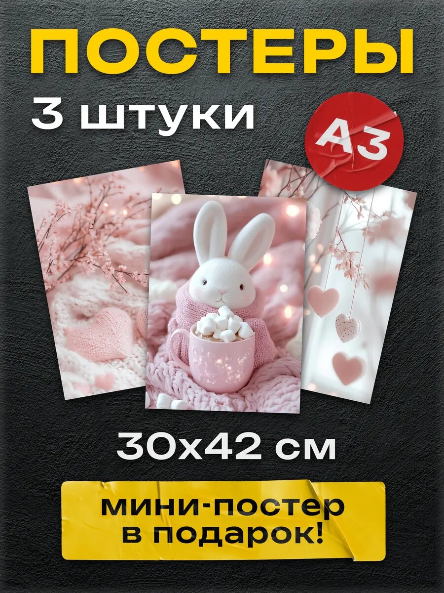 Постеры на стену интерьерные Эстетика цвета розовый