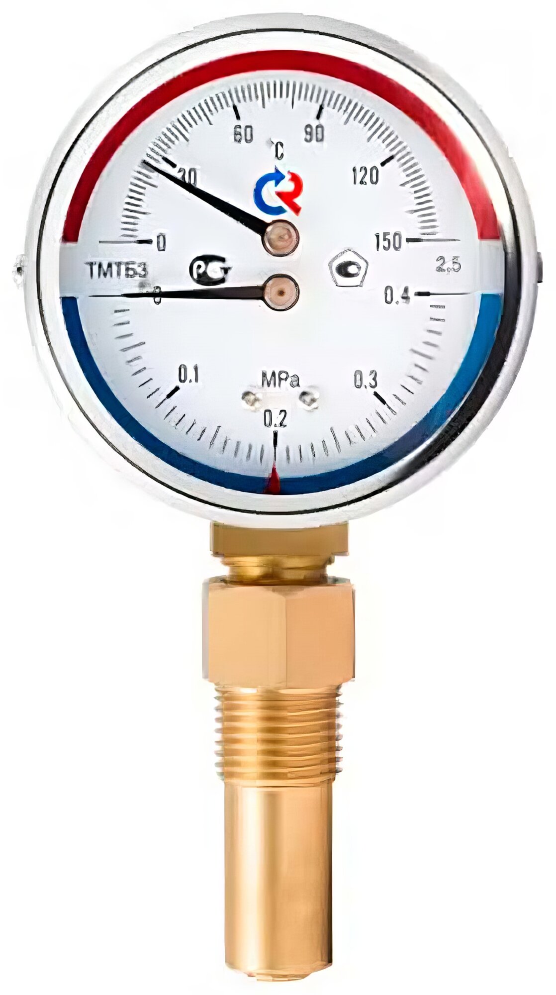Термоманометр росма ТМТБ-31Р.1 (0-150С) (0-1.6МПа) ДК80 L=46, G1/2, класс точности 2.5 D070-00555