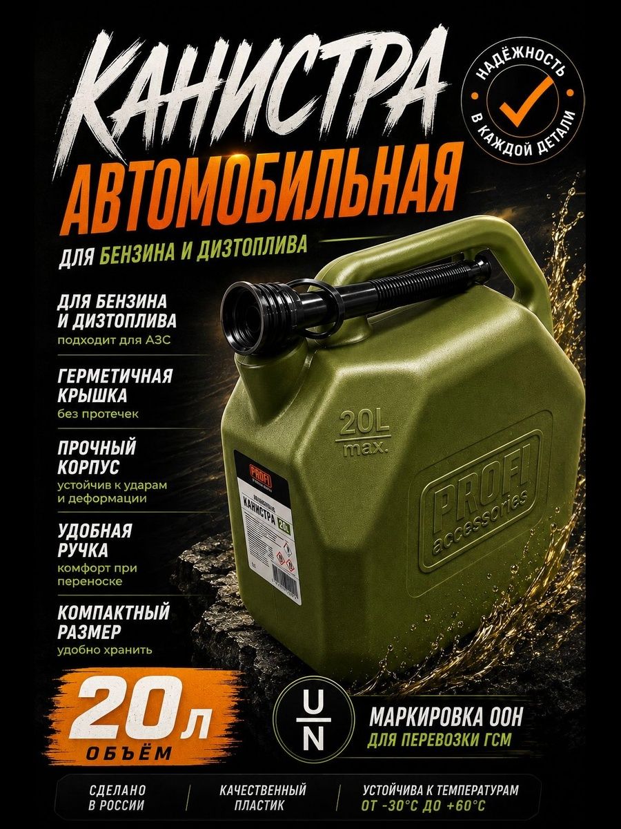 Канистра для бензина 20 л. усиленная — канистры для гсм — садовые инструменты