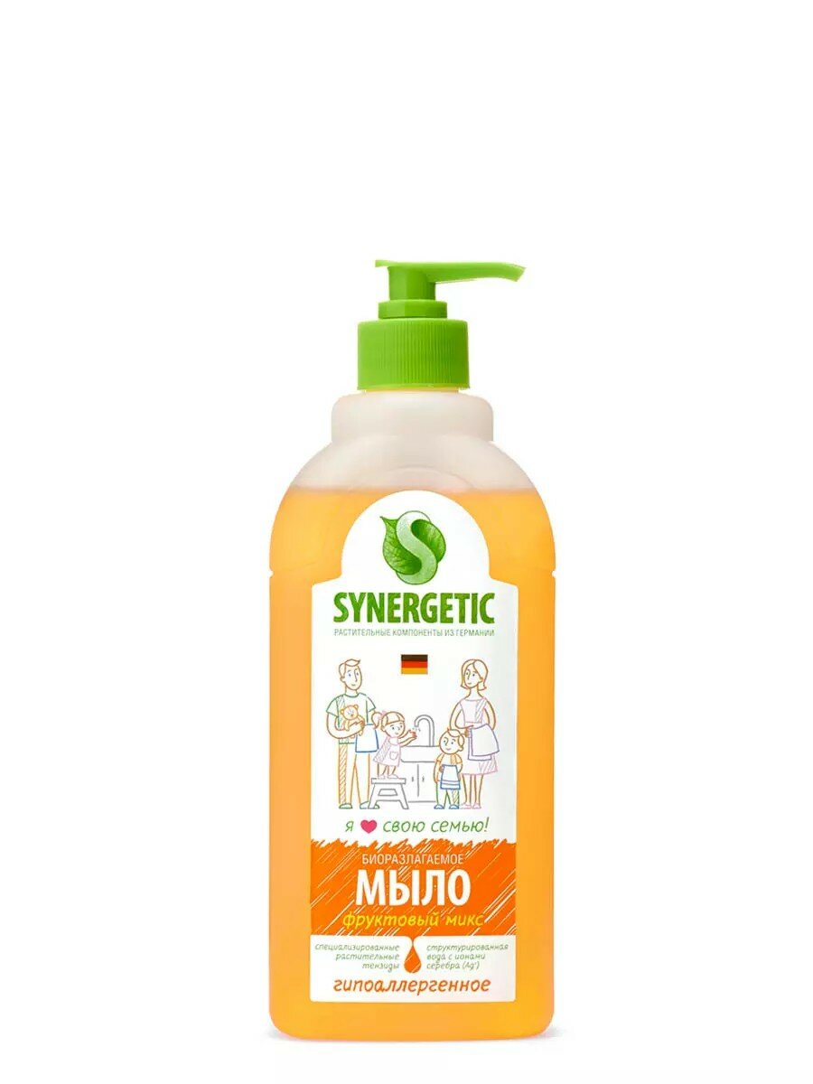 Жидкое мыло Synergetic Фруктовый микс 500 мл с дозатором