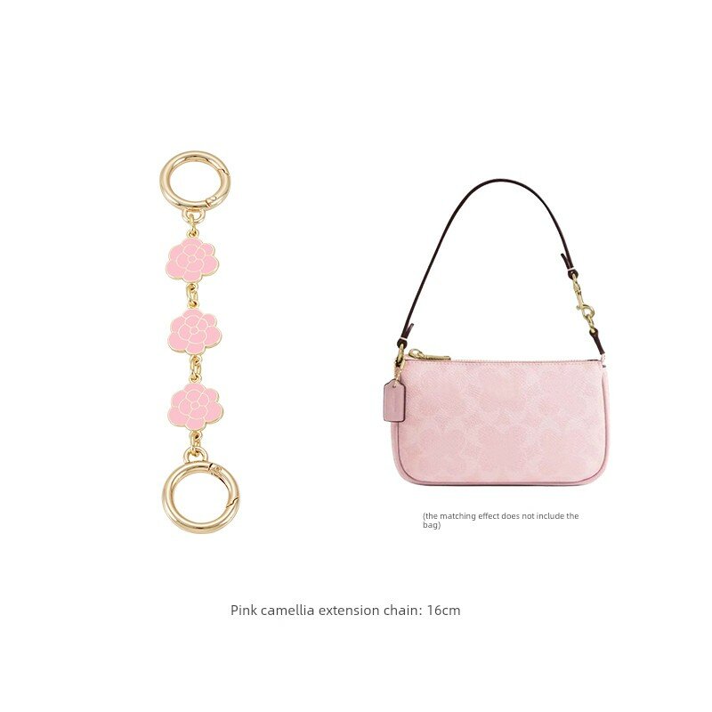 Цепь-удлинитель розового цвета с камелией для сумки Coach Nolita 19