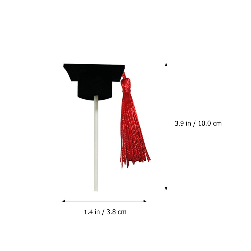 12 Штук Красные Украшения В Forme Дипломной Шапки Для Торта В Graduation Party 10X3 8X3 8Cm