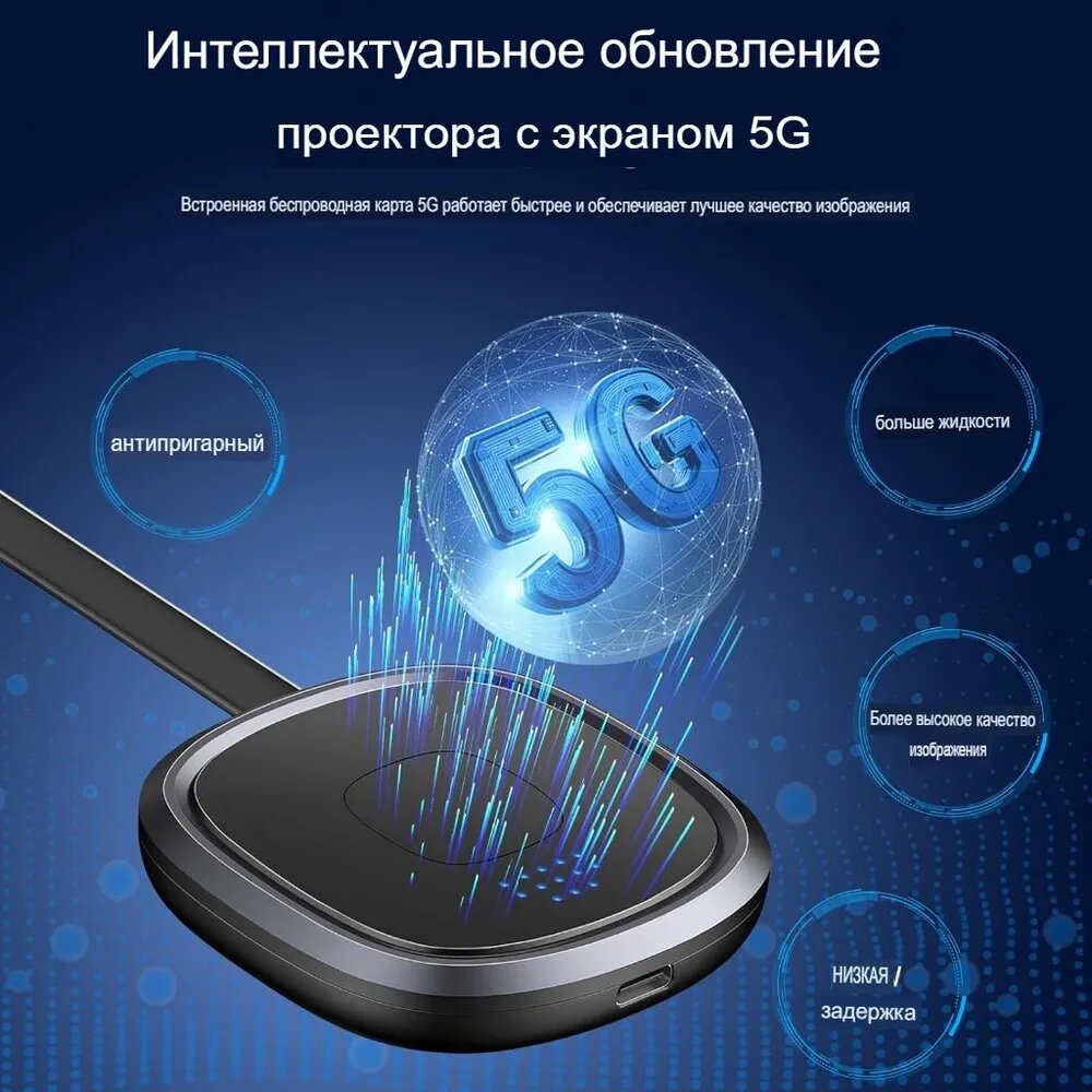 Беспроводной HDMI-дисплея адаптер, WiFi ТВ-ресивер 1080p, 5G зеркальное, отображение Miracast/AirPlay/DLNA, Совместимо с iOS, Android, Windows и macOS