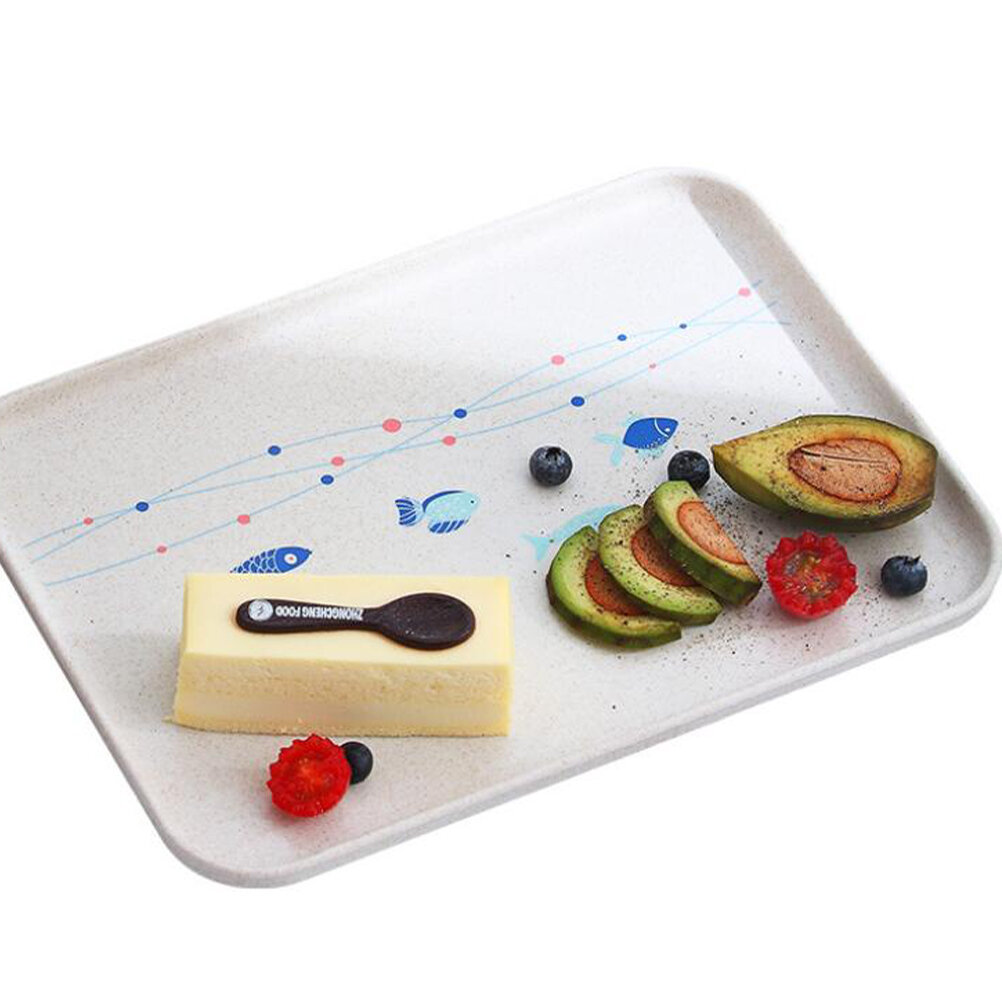 Прочный Поднос Из Соломы Для Чайного Набора 1Pc Размер 31×22.5Cm Синий Elegant Serving Tray