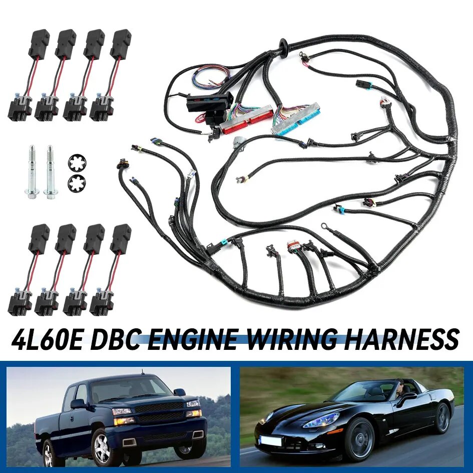 Жгут проводов двигателя LS1 4L60E DBC с 8 переходниками EV1-Delphi для GM 1997-2006 LS Vortec 4.8L 5.3L 6.0L