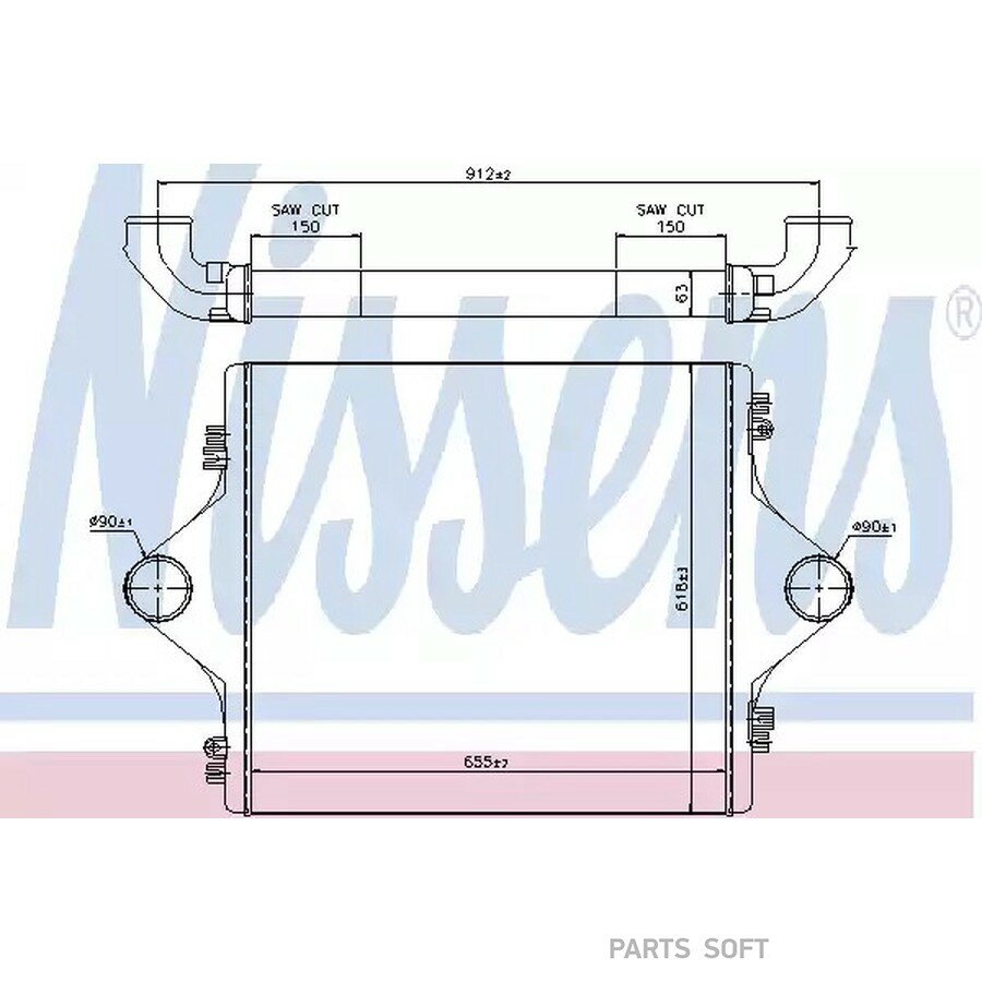 Интеркулер F 2000 ( 94-) (655x618x63) , от официального дистрибьютора, NISSENS, артикул 96977