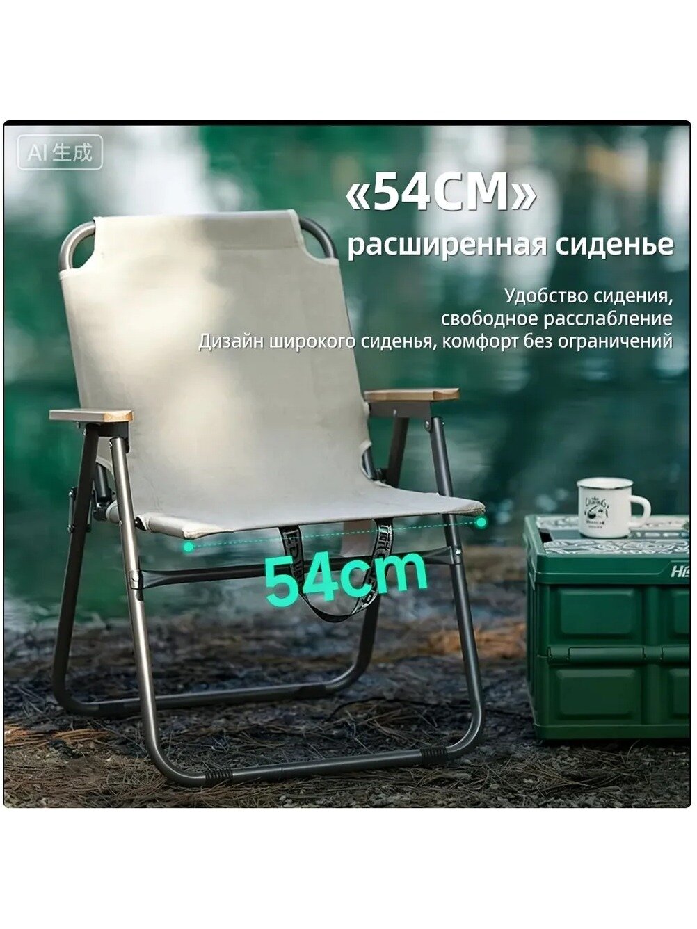 Кресло для рыбалки 52*41*66 S см, металлический корпус, белый, нагрузка до 150