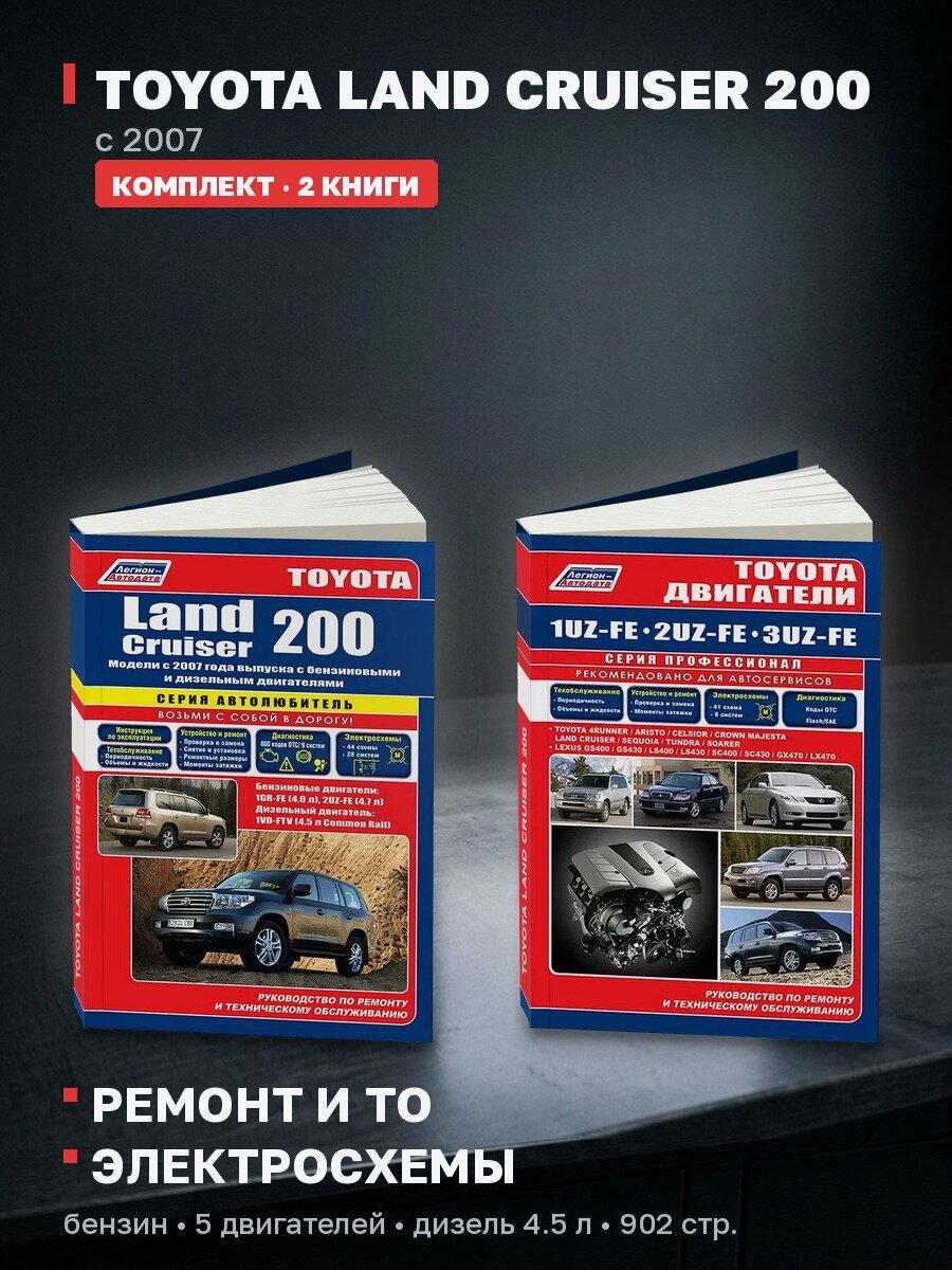 Комплект литературы по ремонту и обслуживанию Toyota Land Cruiser 200 c 2007 года выпуска