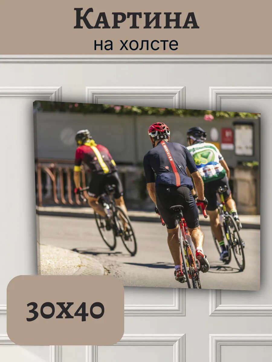 Картина Франция France 30x40 велосипедисты