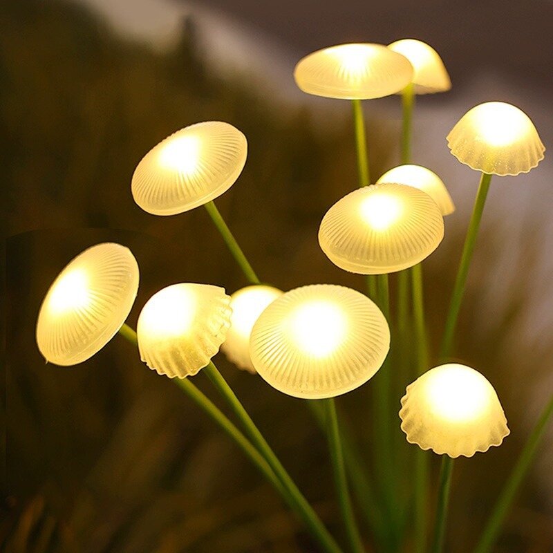 Солнечная лампа-медуза с 10 головами, теплый свет, режимы мерцания и постоянного свечения, 1 шт. для сада или газона