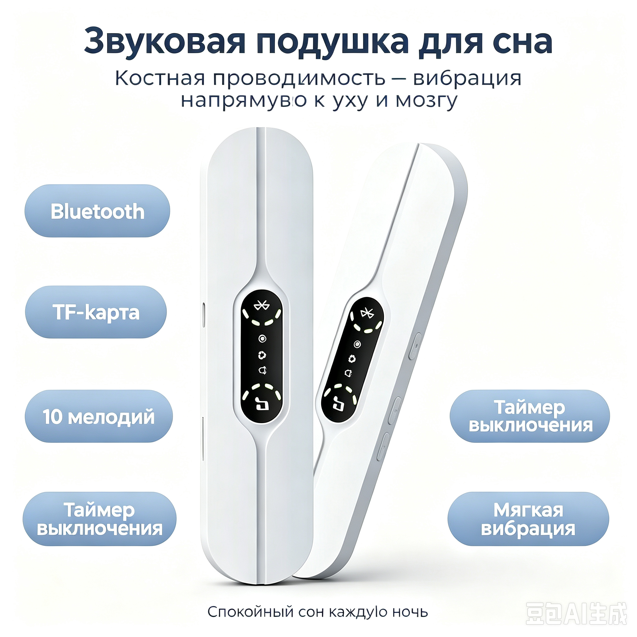 Миниатюрный портативный беспроводной динамик, который можно положить под подушку во время сна