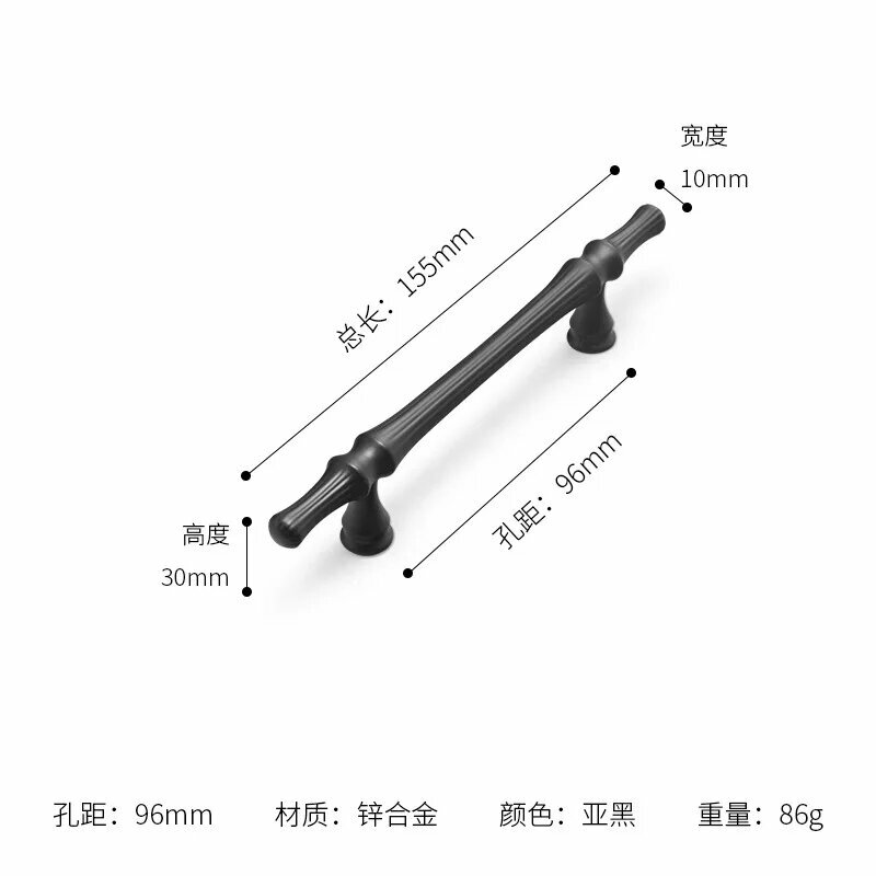 Ручка для шкафа Diana's-Hardware цинковый сплав black 96mm