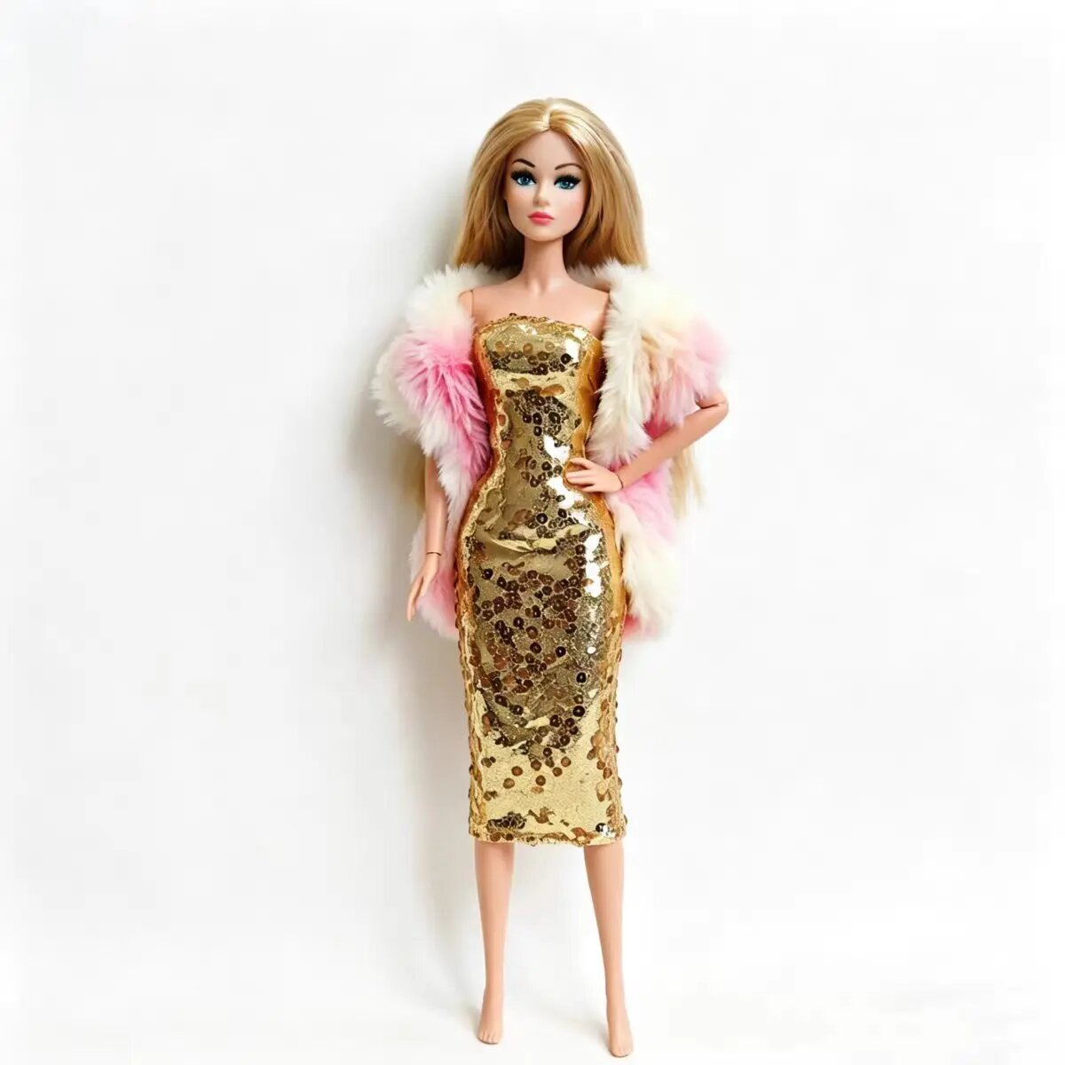 Комплект платьев для кукол BJD 1/6 qichangsheng Golden Dress Shawl09