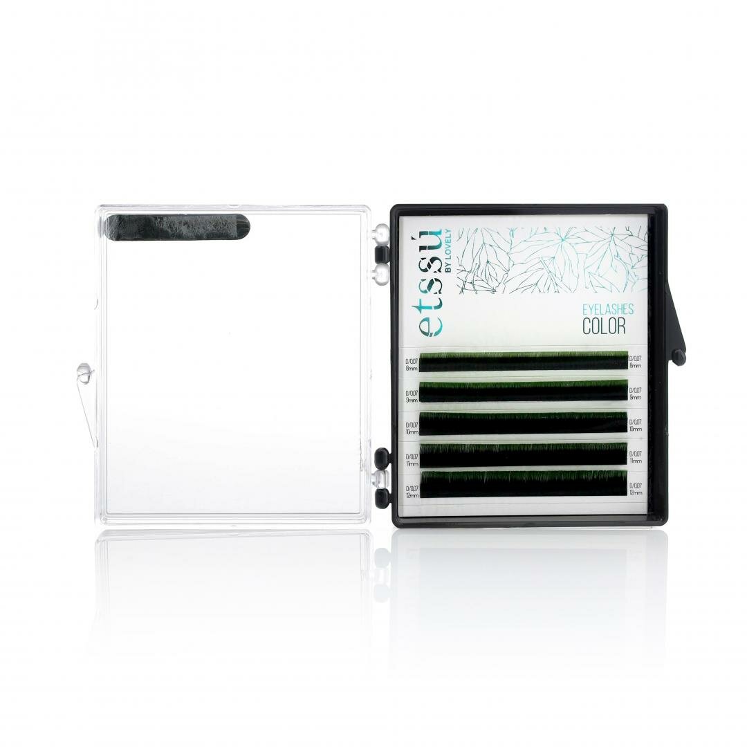 Ресницы Etssu Color Ombre Green 5 линий MINI (D 0.10 06-09мм)