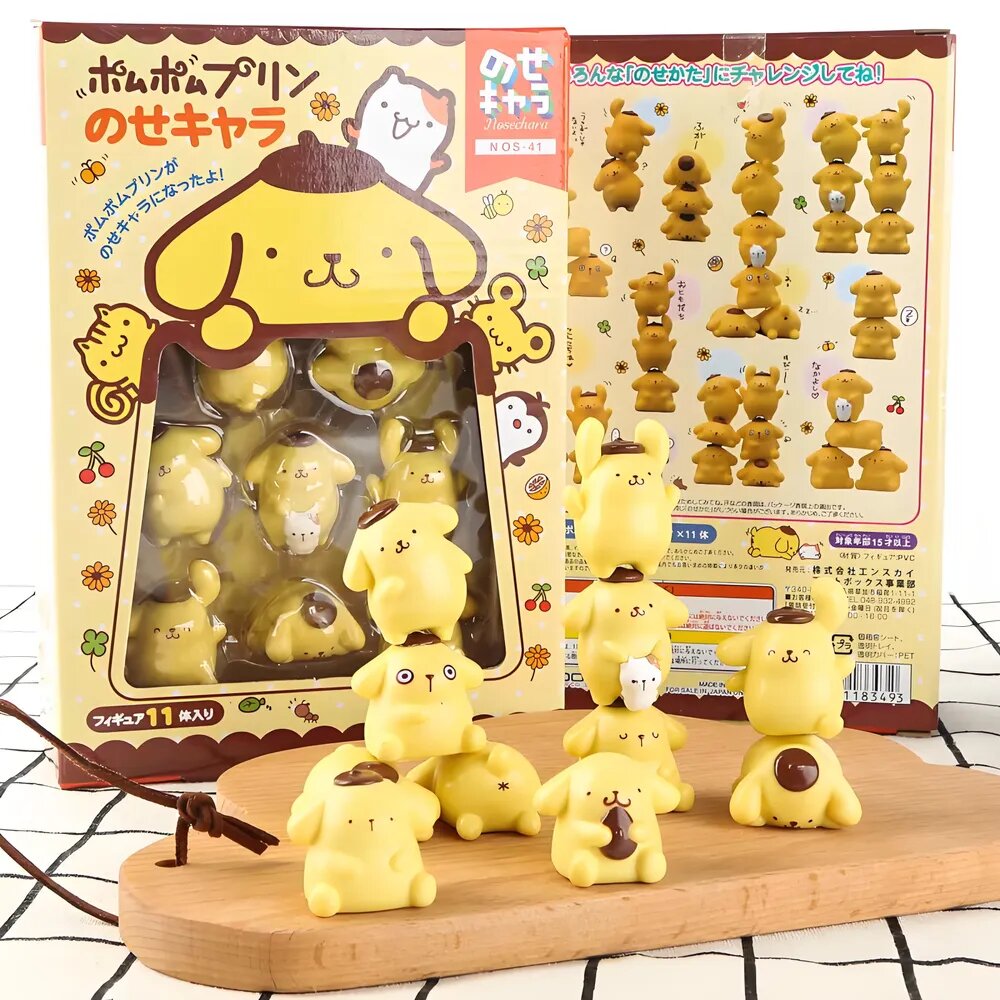 Модели персонажей из аниме "Pom Pom Purin", 11 штук, красиво упакованы, штабелируются.