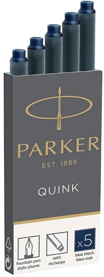 Parker картриджи Quink Ink Z11 5 штук, сине-черные чернила для перьевых ручек